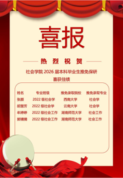 喜报 | 逐梦前行终有获——社会学院2026届本科毕业生推免保研获佳绩